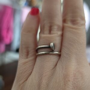 Size 6 Minimalist Sterling Silver Open Nail Ring - Women's Jewelry